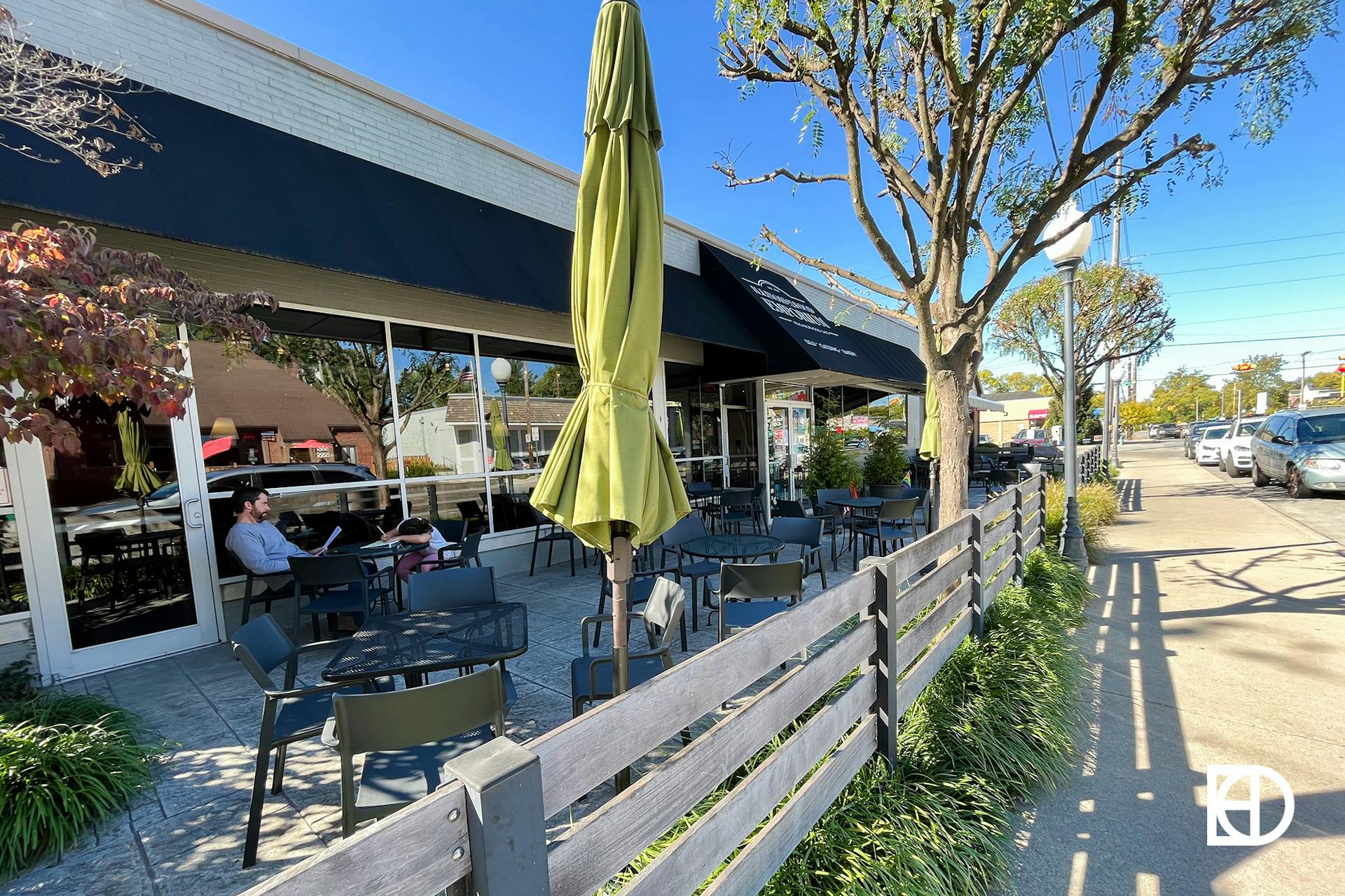 Photo of the exterior and patio of the Illinois Street Food Emporium