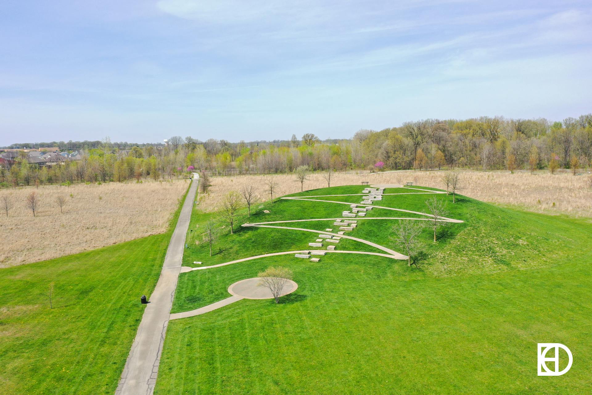 Aerial photo of sledding hill at West Park.