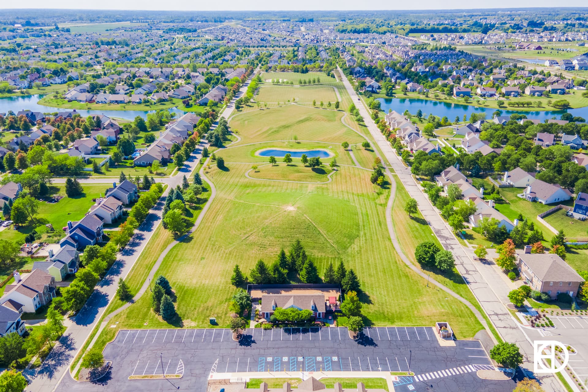 Aerial photo of Centennial, showing greenspace