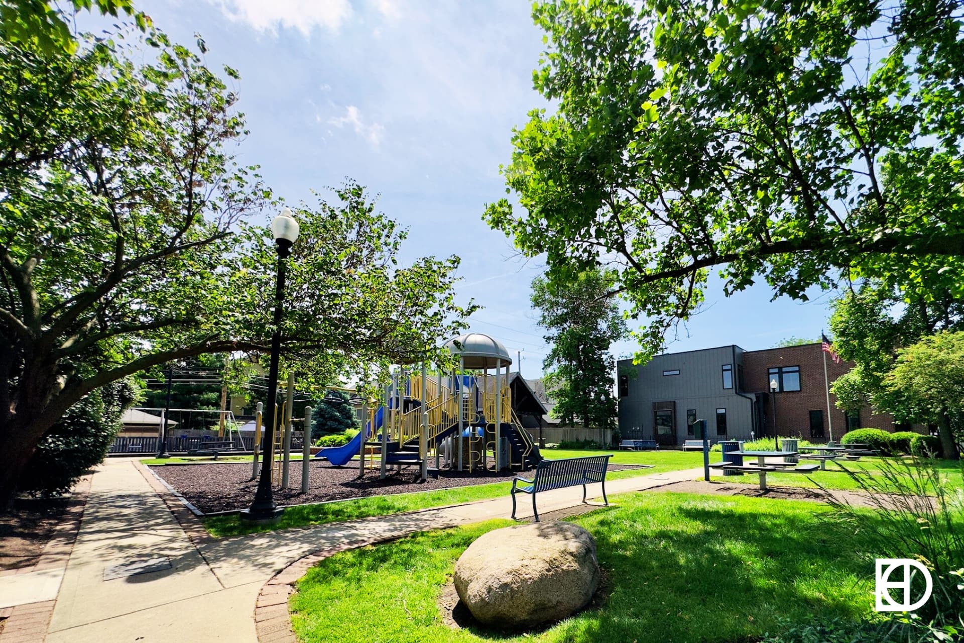 Photo of green space and playground at Herron-Morton Place Park