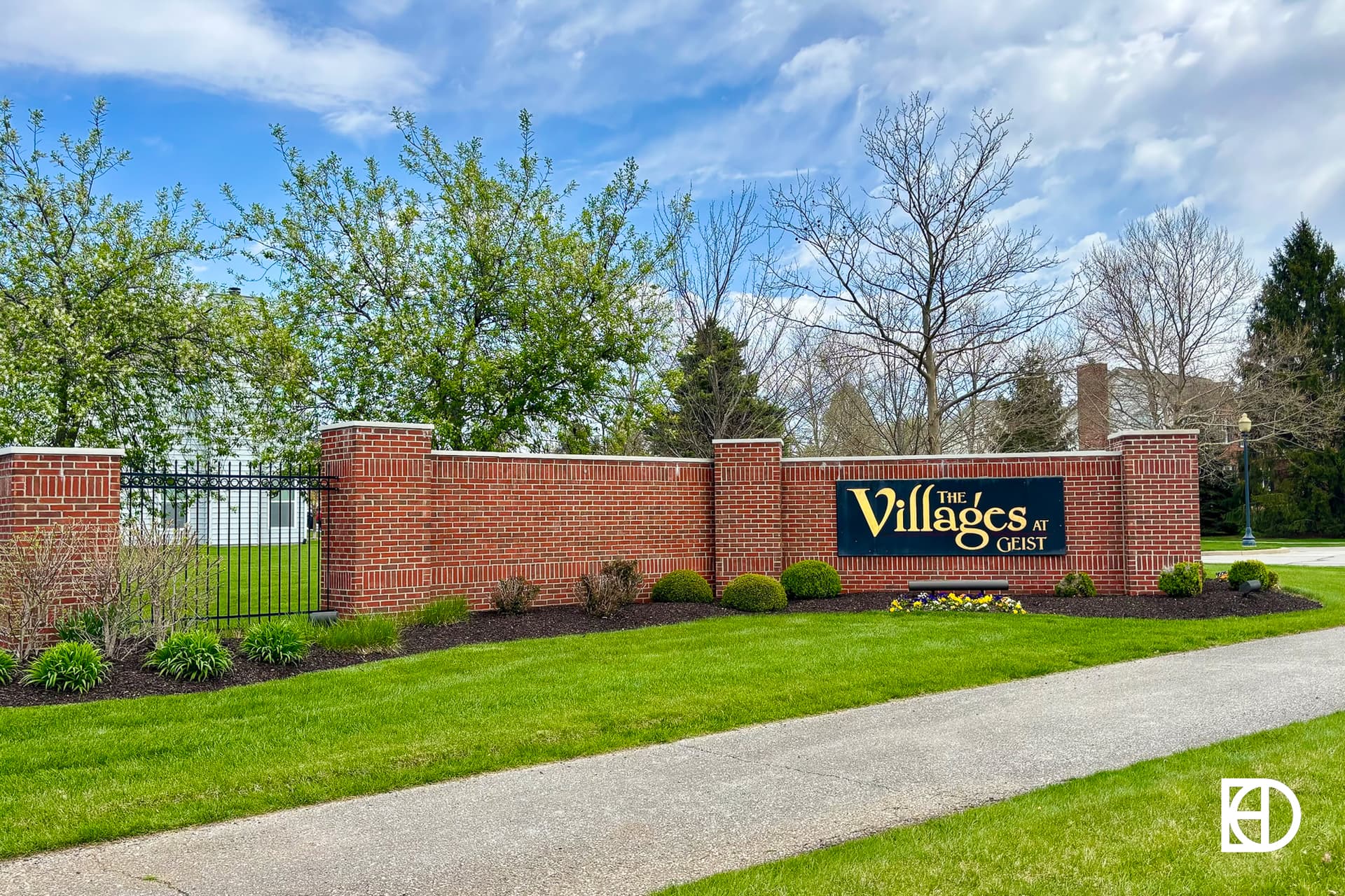 Signage, and landscaping in The Villages at Geist (Fishers)