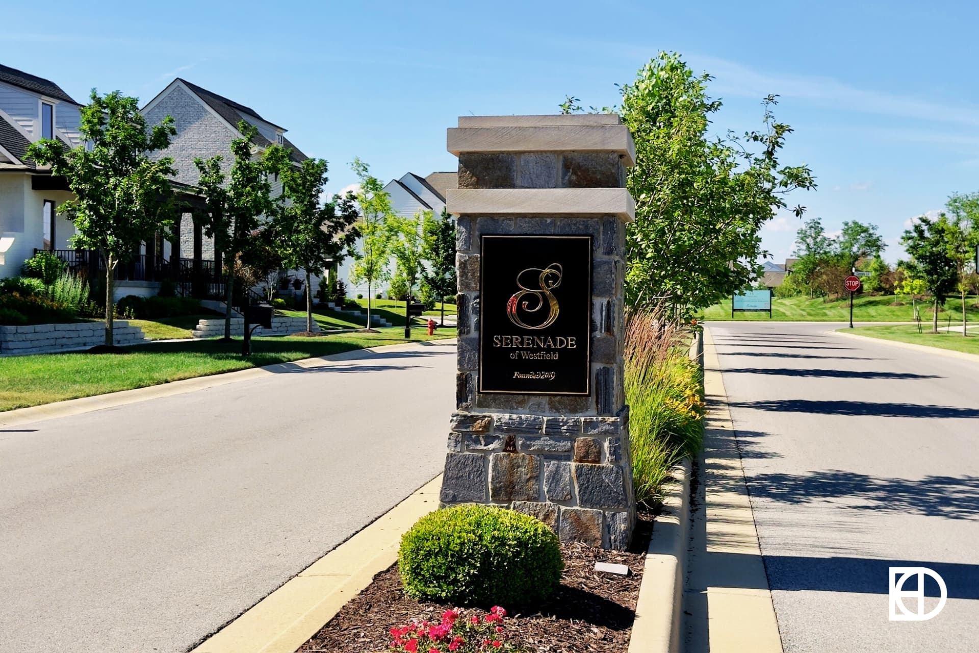 Exterior photo of Serenade, showing signage and landscaping