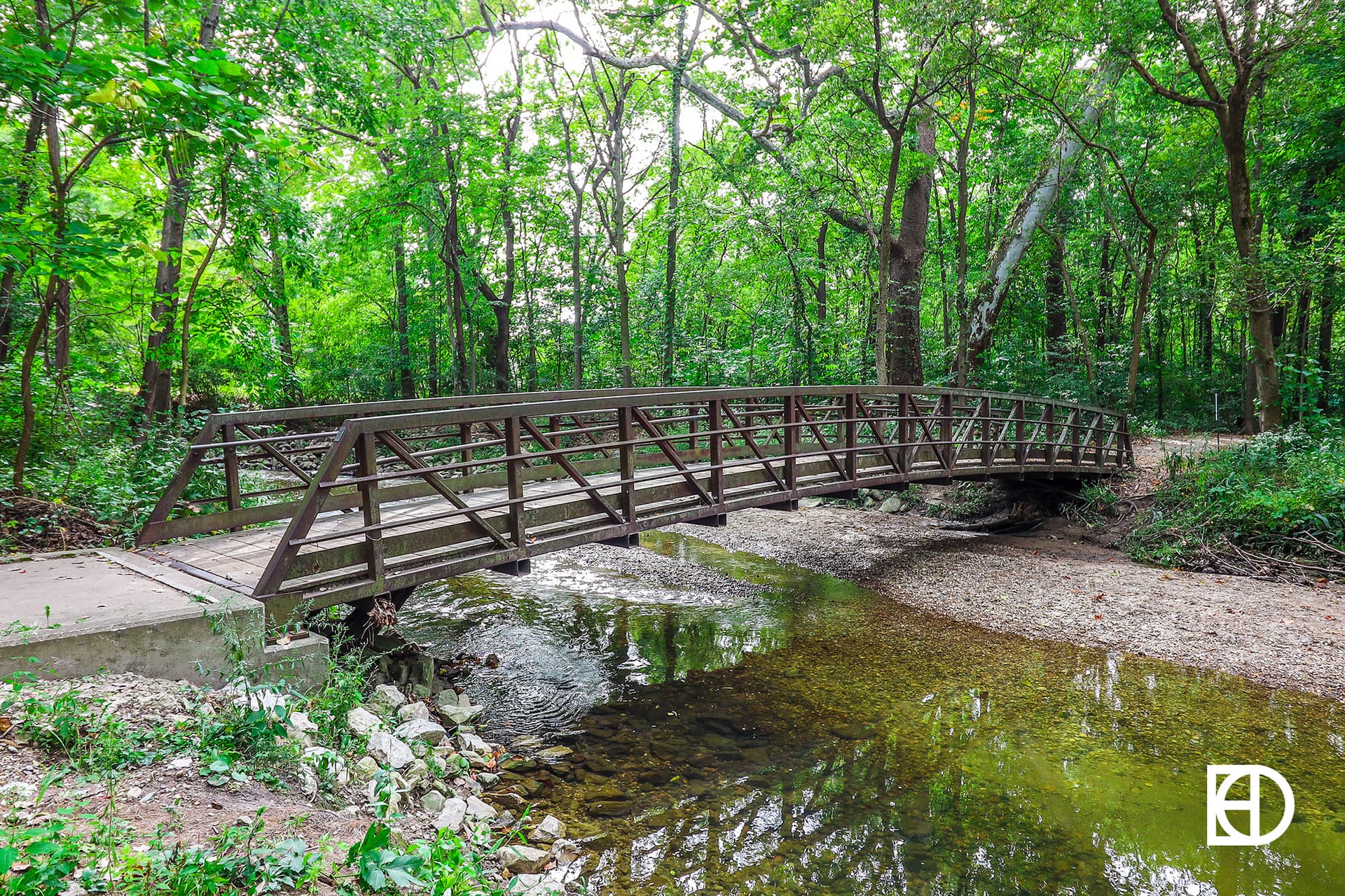 Photo of bridge over Cool Creek in Flowing Well Park