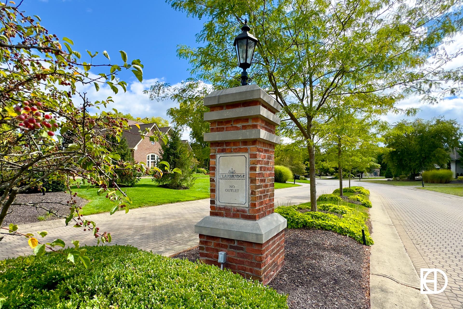 Exterior photo of Claybridge, showing signage and landscaping