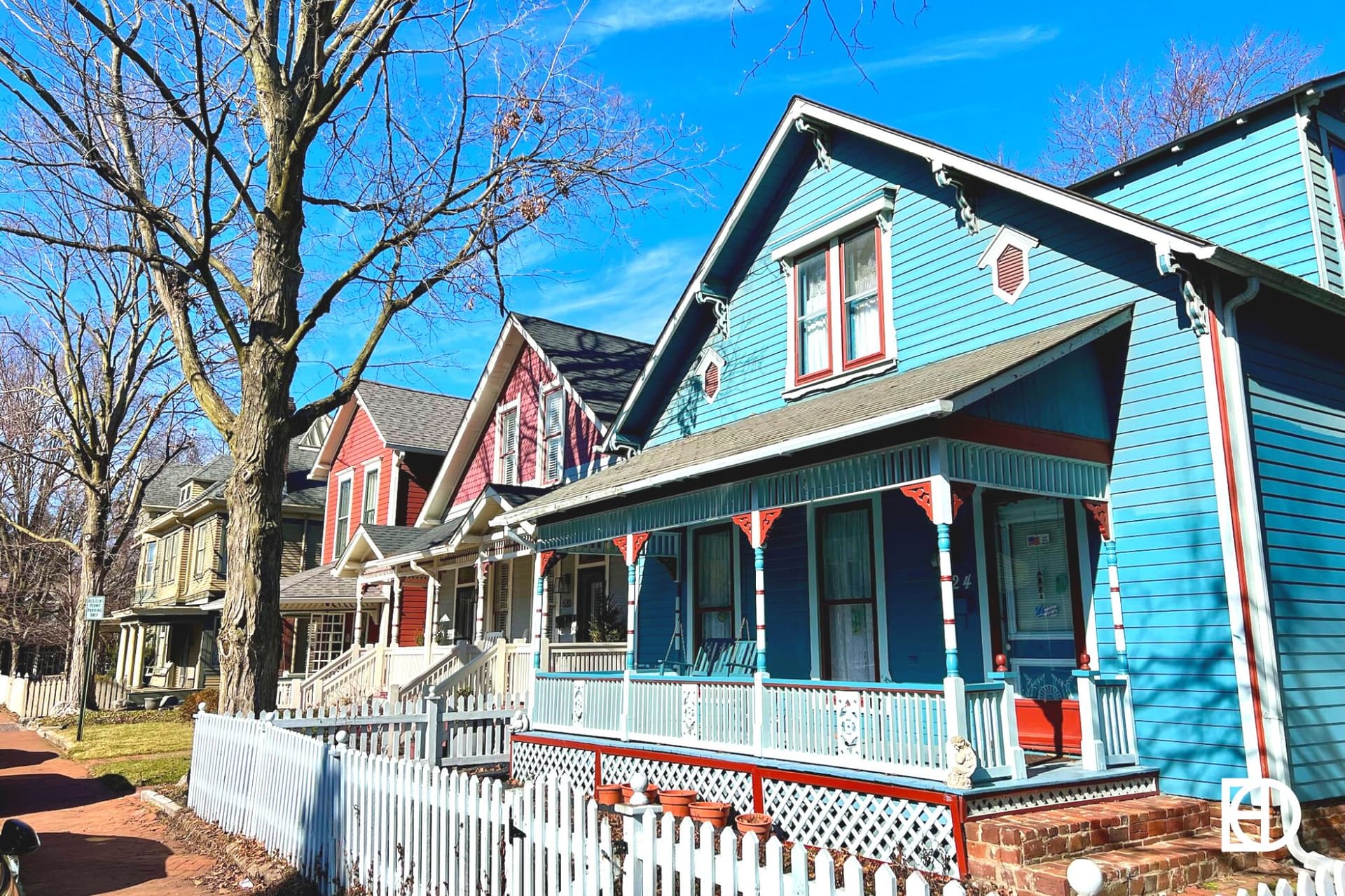Exterior photo of homes in Lockerbie Square, Indianapolis