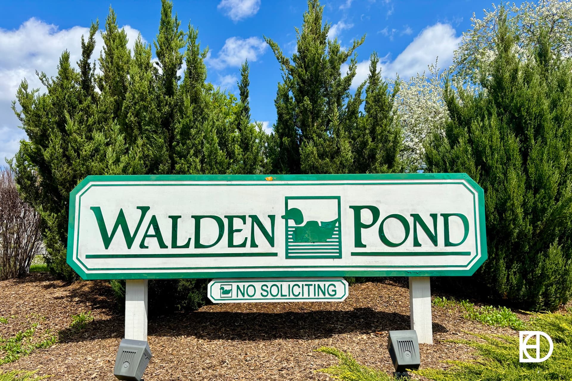 Signage, and landscaping in Walden Pond