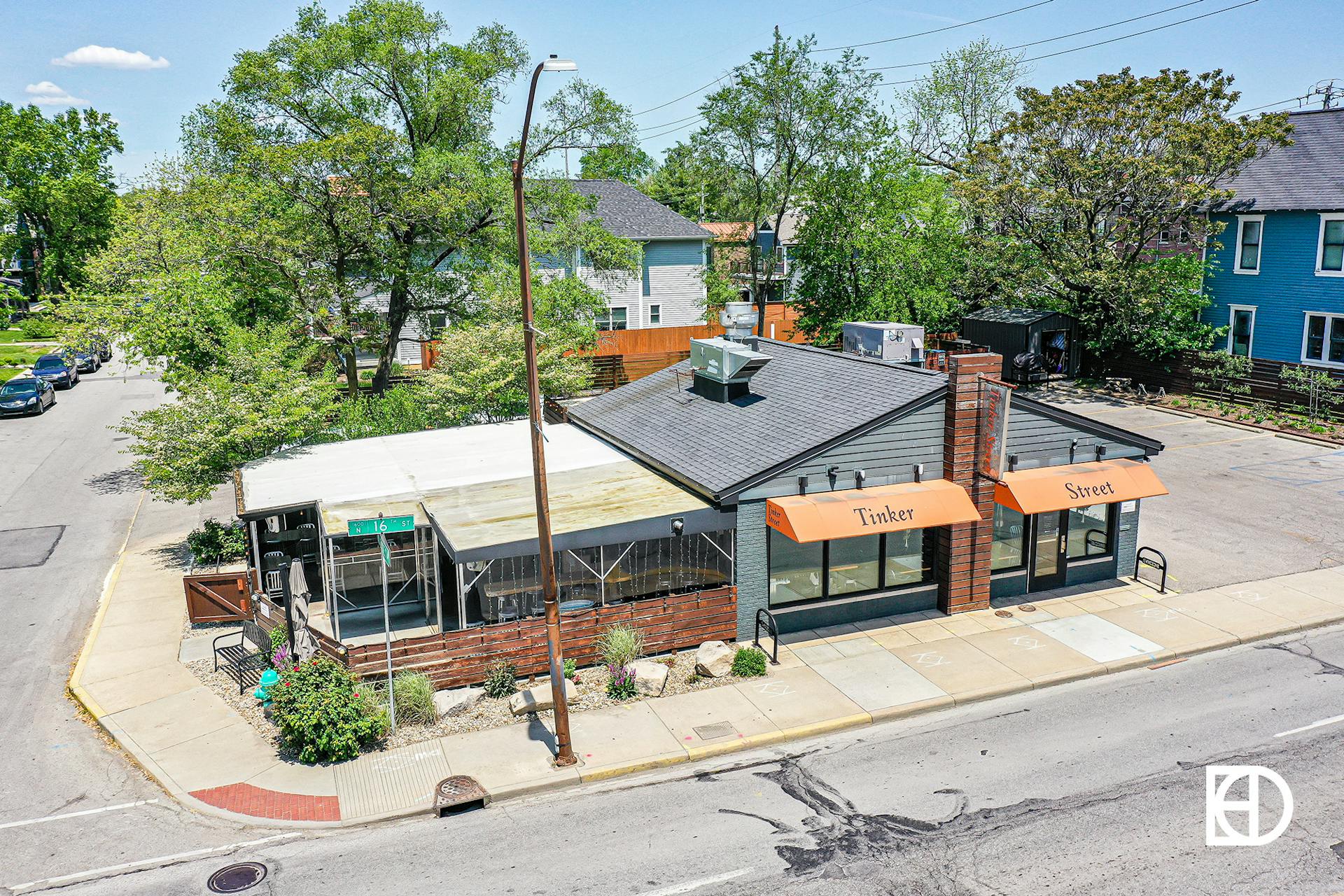 Aerial photo of Tinker Street restaurant