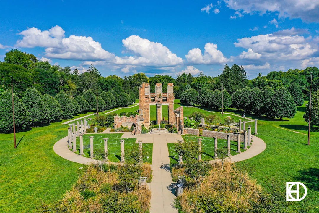 Aerial photo of The Ruins at Holliday Park