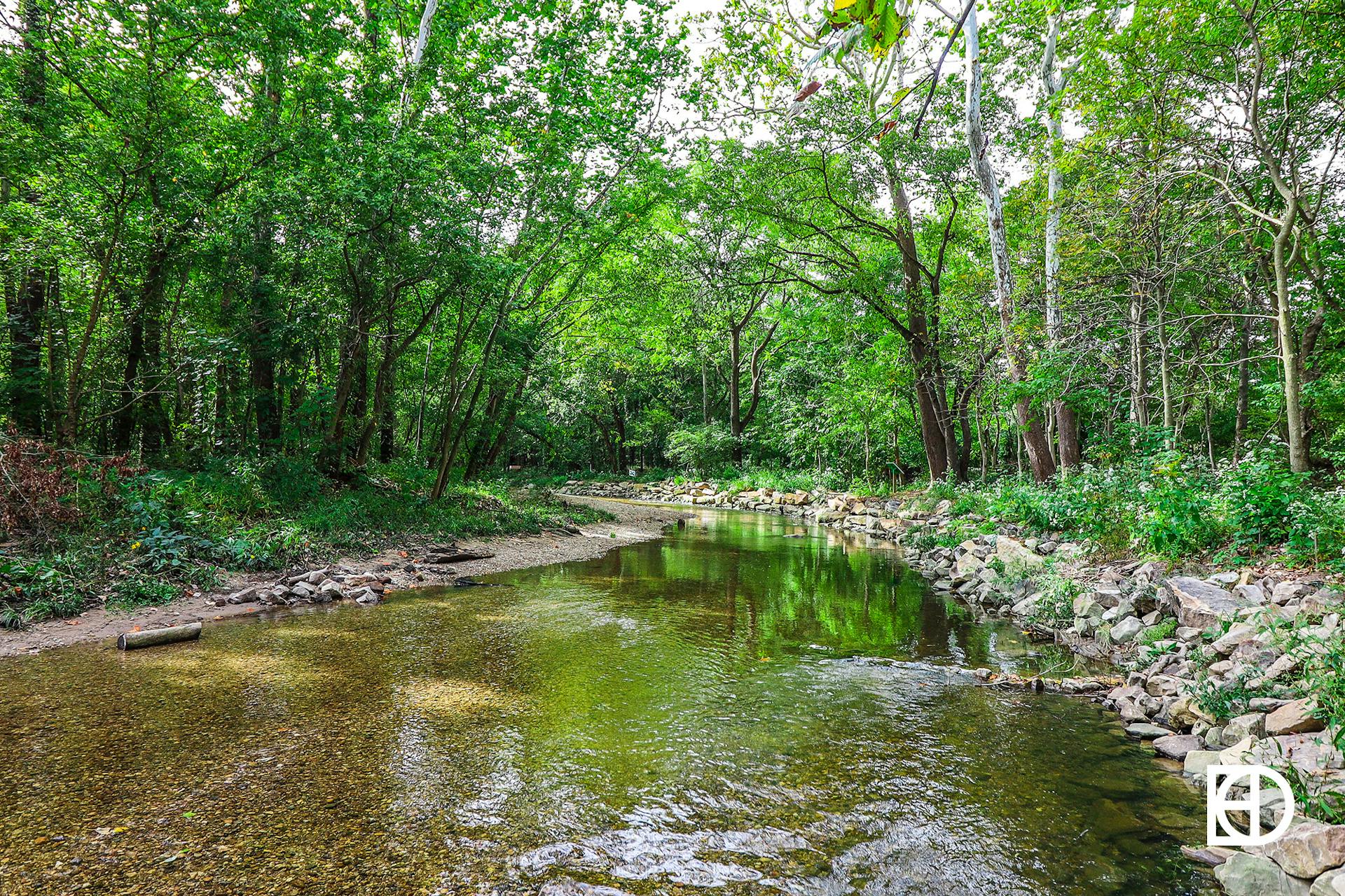 Photo of tree-lined Cool Creek in Flowing Well Park