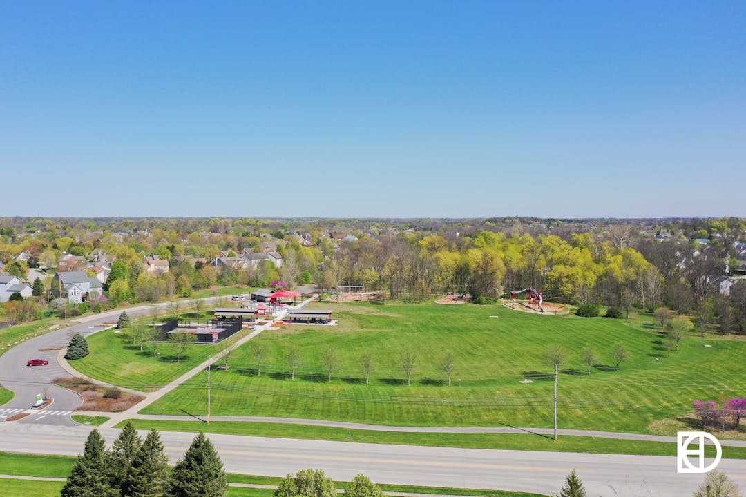 Aerial view of entire park property at Lawrence W. Inlow Park.