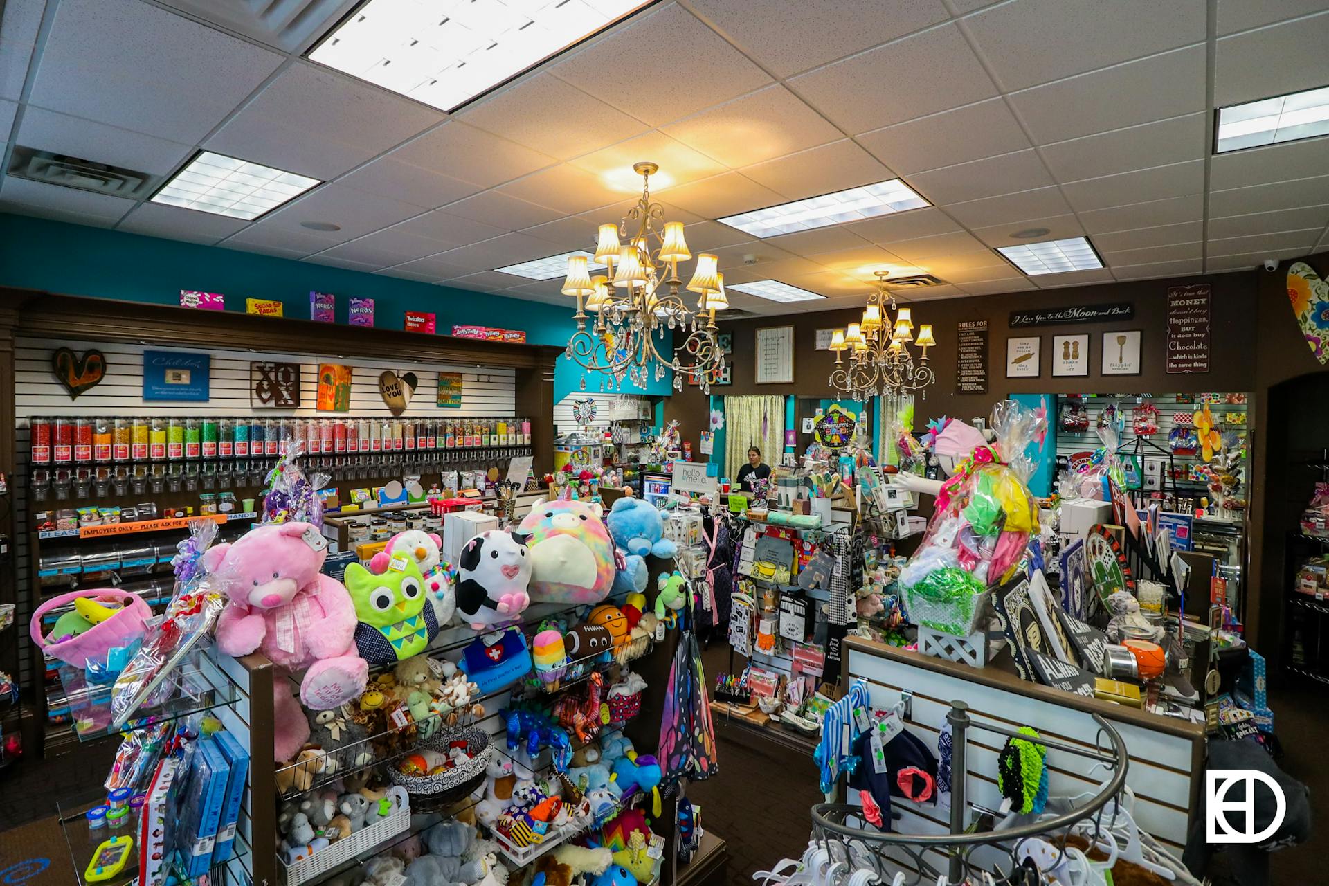 Interior photo of Basket Pizzazz showing colorful candies and toys.
